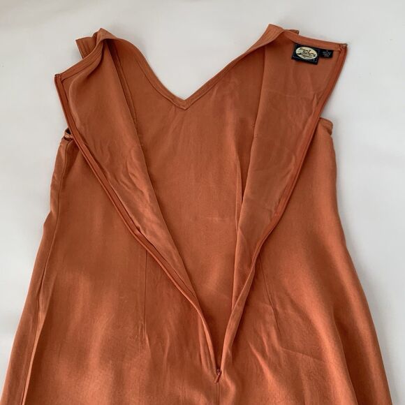 Vintage Tommy Bahama Maxi Dress Women 10 Orange 100% Silk Sleeveless 90s Beach - Picture 5 of 11